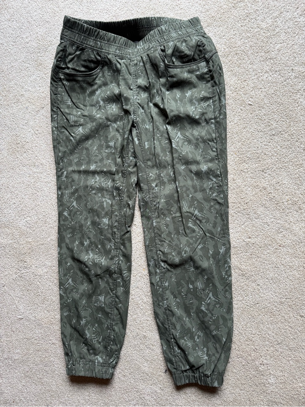 Prana Olive Green Patterned Women's Jogger Pants
